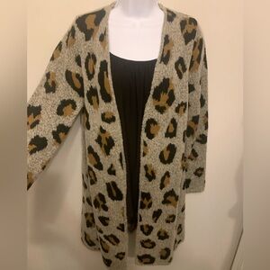 NWOT Apt 9 Animal Print Long Open Front Cardigan Sz Medium